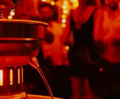 Red-lit tabletop detail