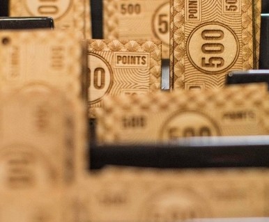 Laser-cut wooden point tokens