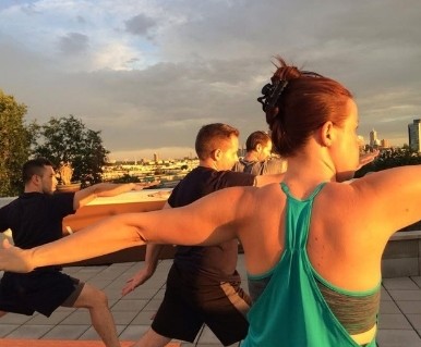 Warrior pose at golden hour